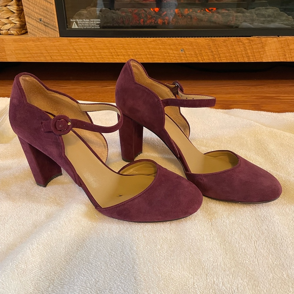 Ann Taylor Genuine Suede Plum/Wine Mary Jane Pumps 9M